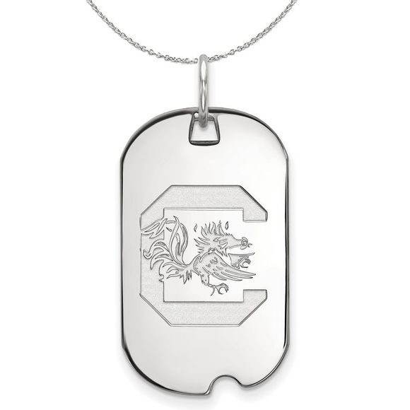 Sterling Silver South Carolina Dog Tag Pendant Necklace - 18 Inch